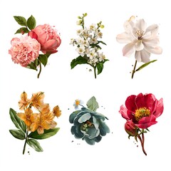 set of flowers floral design