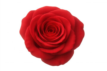 Red rose flower head showing intricate petals, symbolizing romance, affection, and beauty. Transparent background
