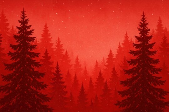 Red forest silhouette illustration