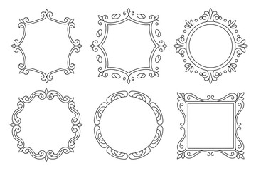 Obraz premium Ornate decorative frames in black lines, showcasing vintage elegance and detailed design elements.