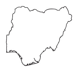 Fototapeta premium Black outline map of nigeria highlighting its distinct geographic borders on a plain.