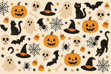 Halloween themed spooky illustration.