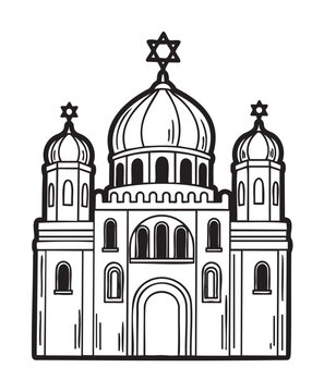 black and white synagogue building sketch clip art preview