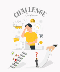 vector illustration of a man with challenges