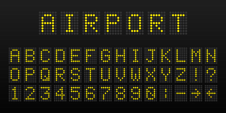 Airport information display board LED dot matrix font
