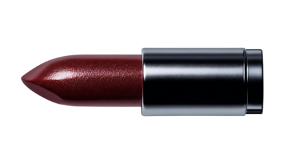 PNG of A close-up of a deep burgundy lipstick in a sleek black casing, showcasing a luxurious and sophisticated aesthetic.