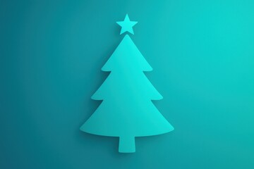 Obraz premium Minimalist teal Christmas tree background