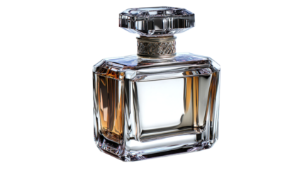 PNG of Elegant glass perfume bottle exuding luxury and sophistication with a crystal-like design.