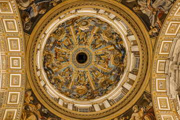 the splendor of St. Peter's dome seen from below