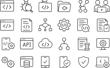 Software Development and Programming Line Icons Collection