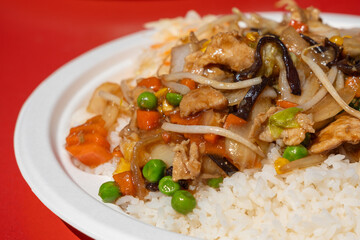 Udon Street Food, Chinese Fried Noodles, Beef Spaghetti with Vegetables, Asian Pasta