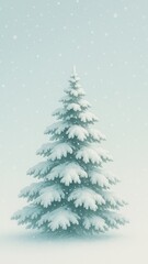 Fototapeta premium Serene snowy pine tree wallpaper for mobile