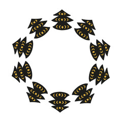 Cute Christmas wreath with fir trees and moon phases isolated on white background. New year circle frame with celestial icons.