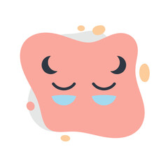Sleepy eyes cartoon face with under-eye patches for skincare and rest visuals
