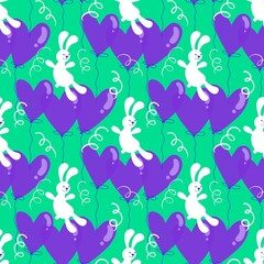 Birthday party seamless rabbit pattern for wrapping paper and fabrics and linens and kids clothes print