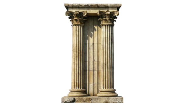 ancient greek column -ruin--isolated-on-white-background