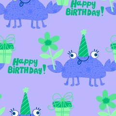 Birthday party seamless crabs pattern for wrapping paper and fabrics and linens and kids clothes print