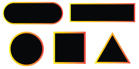 Black geometric shapes box with gold border