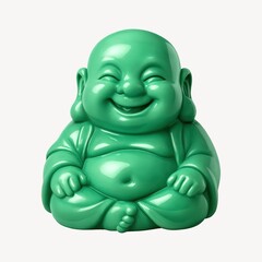 Green cheerful Buddha statue illustration.