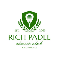 Vintage Retro Padel Club Emblem Badge Logo Design with Classic and Luxury Vibes.
