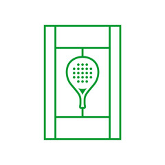 Padel Court and Racket Lineart Icon Illustration
