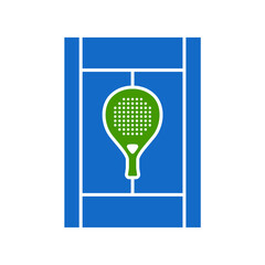 Padel Court and Racket Lineart Design Illustration