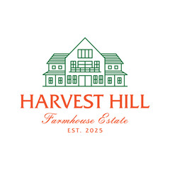 Vintage Rustic Farmhouse Logo with Classic Vibe. Luxury American Farmhouse Style Lineart Design