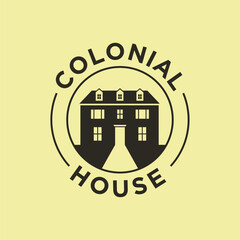 Vintage American Colonial House Logo Template. Luxury House Home Real Estate with Classic Vibes
