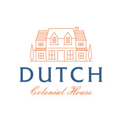 Vintage Dutch Colonial House Logo Template. Luxury House Home Real Estate with Classic Vibes