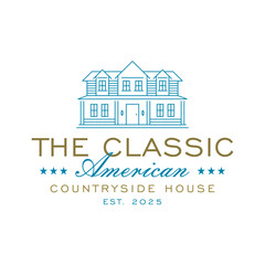 Vintage Retro Classic American Countryside House Logo Template