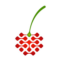 Tech cherry digital logo design icon. Cherry connection logo
