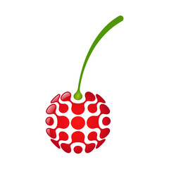Tech cherry digital logo design icon. Cherry connection logo
