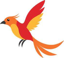 Colorful Stylized Bird in Flight with Flowing Gradient Tail and Upward Wings