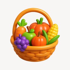 Colorful harvest basket illustration