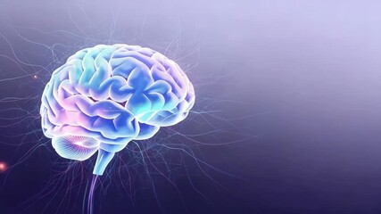 Human brain 3d illustration glowing neurons, science and technology, neuron activity - Powered by Adobe