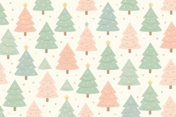 Pastel Christmas tree pattern background