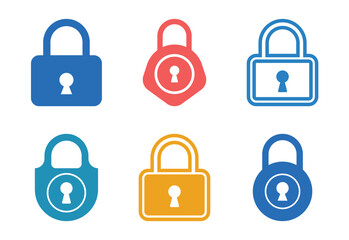 Colorful Padlock Collection Security Privacy Protection Lock Icons Variety Safe Guard Access Control