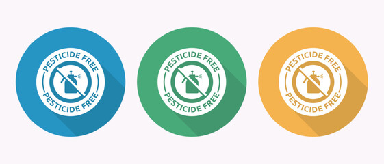 Pesticide Free Round Labels Eco Friendly Natural Organic Healthy Product Badge Icon Vector Graphics
