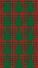 Festive plaid Christmas tree pattern mobile wallpaper