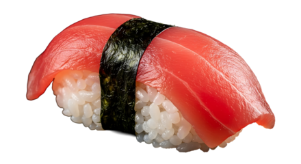 Delicious tuna sushi nigiri with vibrant colors on transparent background