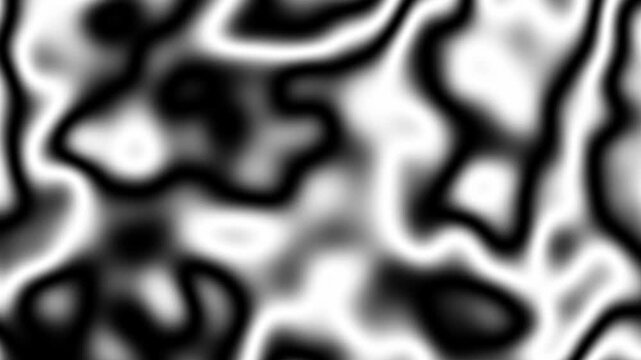 Moving detailed fringe pattern based on simplex (Perlin) noise (3 octaves), seamless infinite loop. Mathematical remapping of gradient noise, black and white, scientific background video