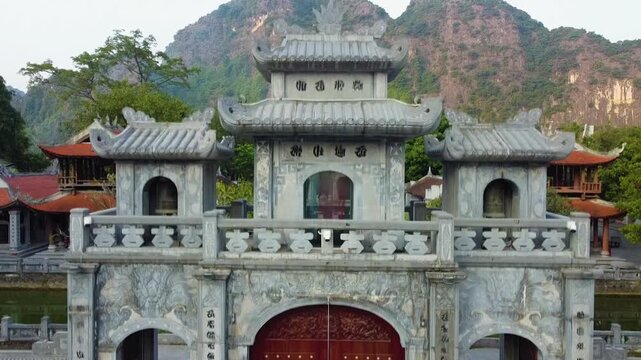 Thai Vi Temple in Tam Coc, Vietnam. Showing the beautiful surroundings. 