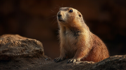 短い尾と小さな耳で判別できるプレーリードッグの王の肖像