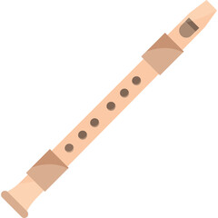 Wooden Soprano Recorder Musical Instrument With Finger Holes Isolated On White Background With Light Brown Accents