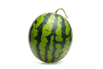 Fresh watermelon with vibrant green stripes and smooth texture, showcasing its round shape and natural beauty, perfect for summer recipes and healthy snacks