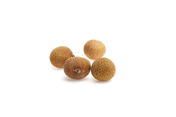 Longan tropical fruit displayed on a clean surface, showcasing its round shape and textured skin, representing exotic flavors and natural sweetness in culinary applications