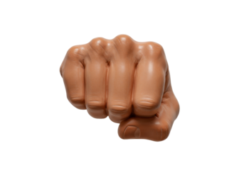 Realistic human fist isolated on transparent background, clenched hand gesture for strength and determination, 3D rendering PNG