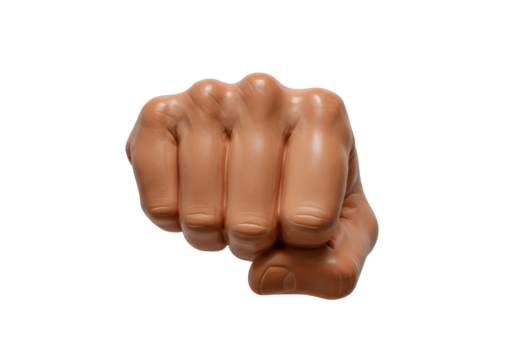 Realistic human fist isolated on transparent background, clenched hand gesture for strength and determination, 3D rendering PNG - Powered by Adobe