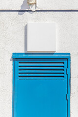 White information panel for pictograms and signage at a service station and refuelling point, perfect for graphic design mock-ups.