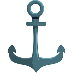 A Detailed Stylized Illustration of a Teal Anchor on a Transparent Background Symbolizing Nautical Travel and Maritime Adventure
